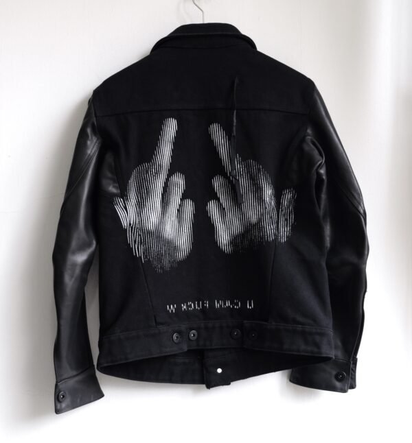 BORIS BIDJAN SABERI Fck W Leather Denim Jacket - Hình ảnh 2