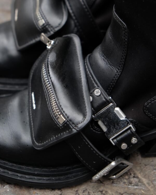 Untitlab Matte Black Strap On Boots With Bag - Hình ảnh 5