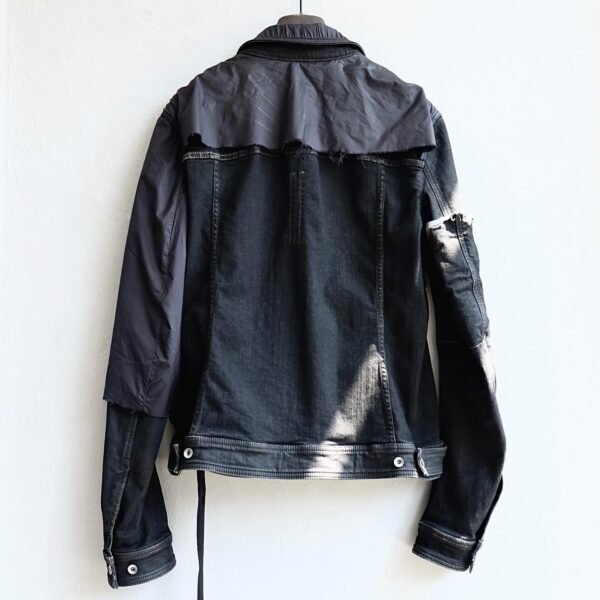 Rick Owens Worker Denim:Satin Jacket Black Waxed - Hình ảnh 3