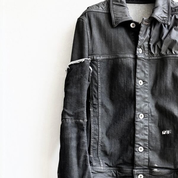 Rick Owens Worker Denim:Satin Jacket Black Waxed - Hình ảnh 4