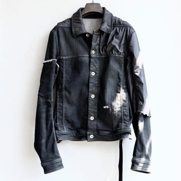 Rick Owens Worker Denim:Satin Jacket Black Waxed