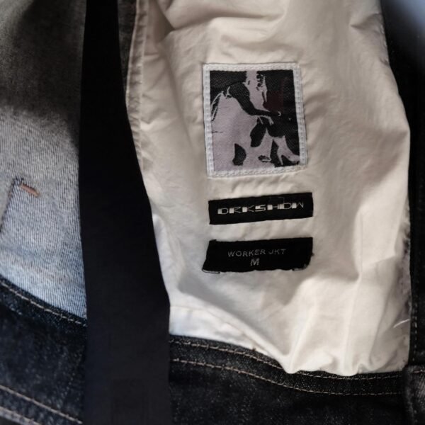 Rick Owens Worker Denim:Satin Jacket Black Waxed - Hình ảnh 6