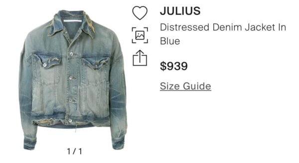 JULIUS Distressed Denim Jacket In Blue - Hình ảnh 7