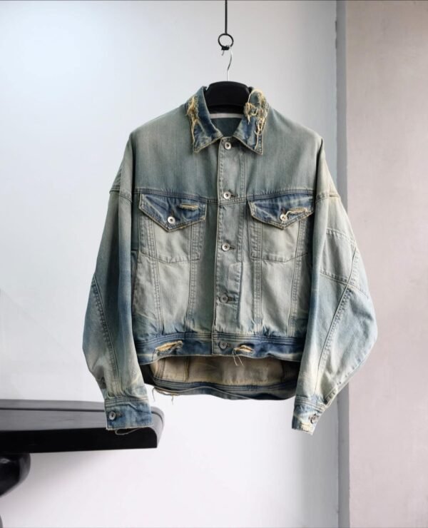 JULIUS Distressed Denim Jacket In Blue