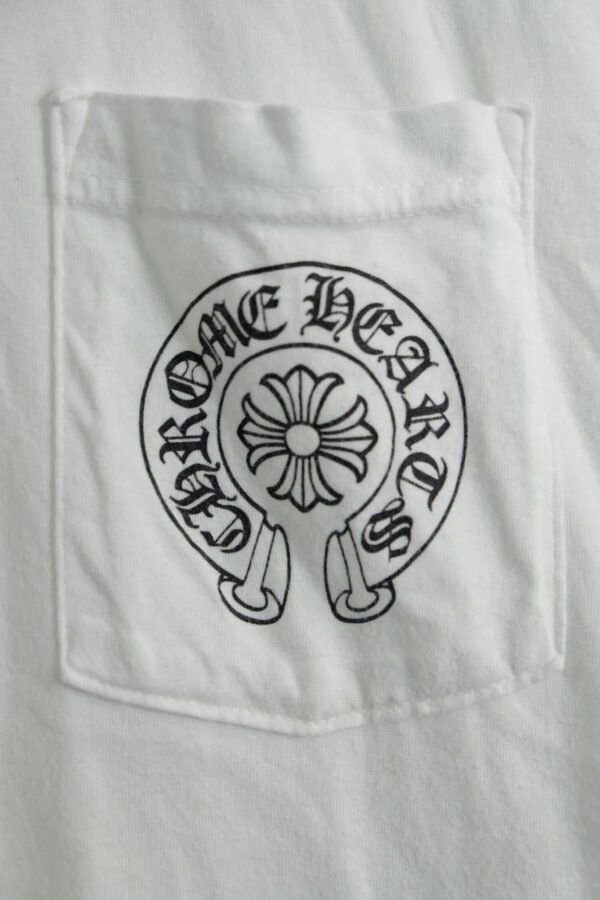 Chrome Hearts Horse Shoe Logo Pocket T-Shirt “White HK” Exclusive - Hình ảnh 4