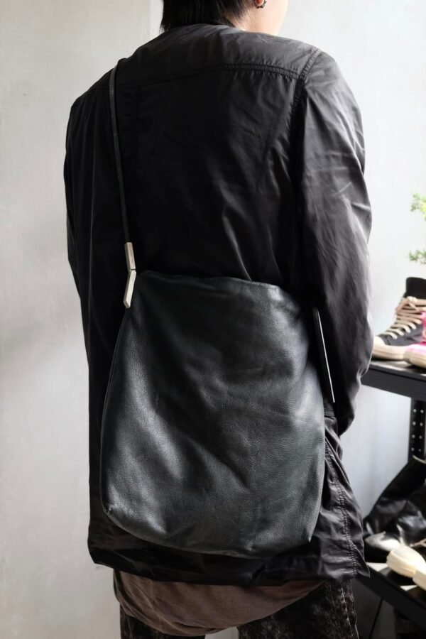 RICK OWENS Leather Bolsa Bandolera Bag / Black - Hình ảnh 3