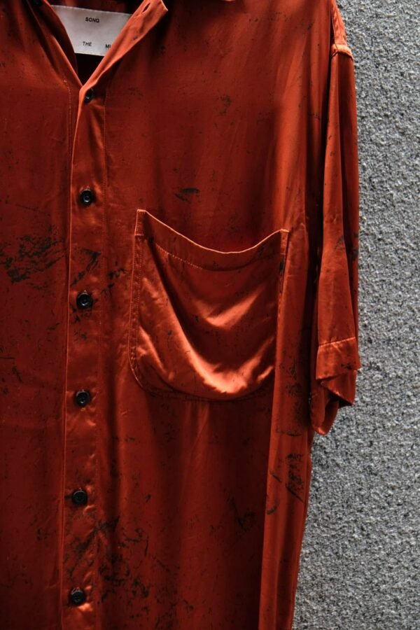 SONG FOR THE MUTE Orange Spread Collar Shirt - Hình ảnh 3