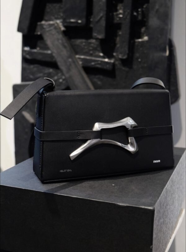 Heliot Emil x Staccato Cow Leather Shoulder Bag Night Black