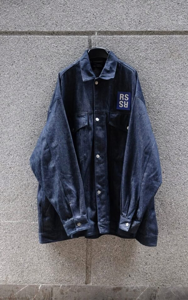 Raf Simons Navy Blue Logo Denim Oversized Jacket