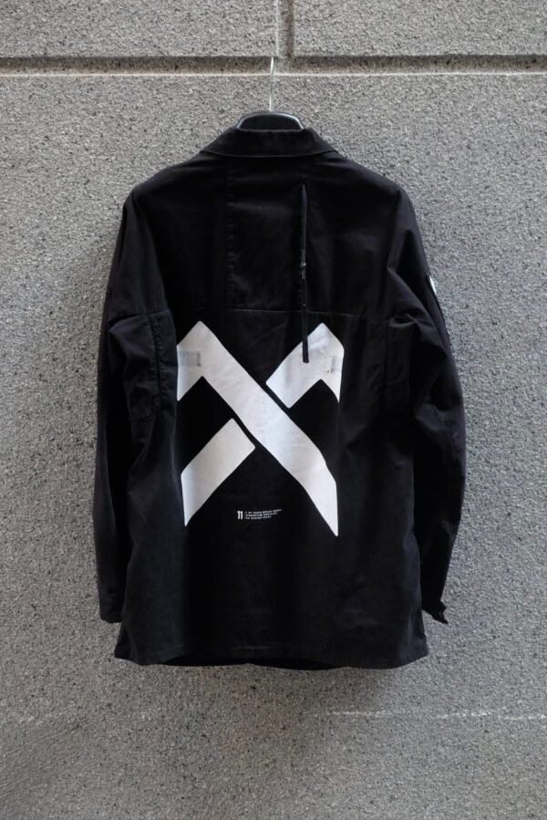11 BY BORIS BIDJAN SABERI Cross Print Denim Shirt Jacket / Black