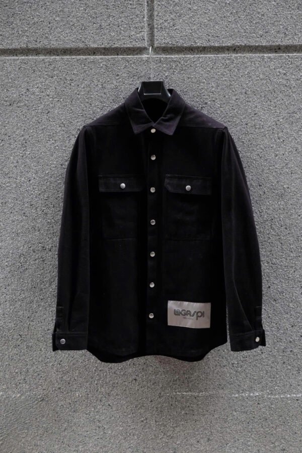 Rick Owens FW19 Larry Cotton Flannel Legaspi Overshirt Black