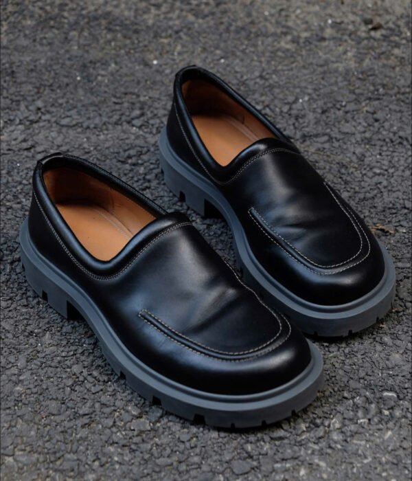 Maison Margiela Paris Black Calfskin Chunky Loafers