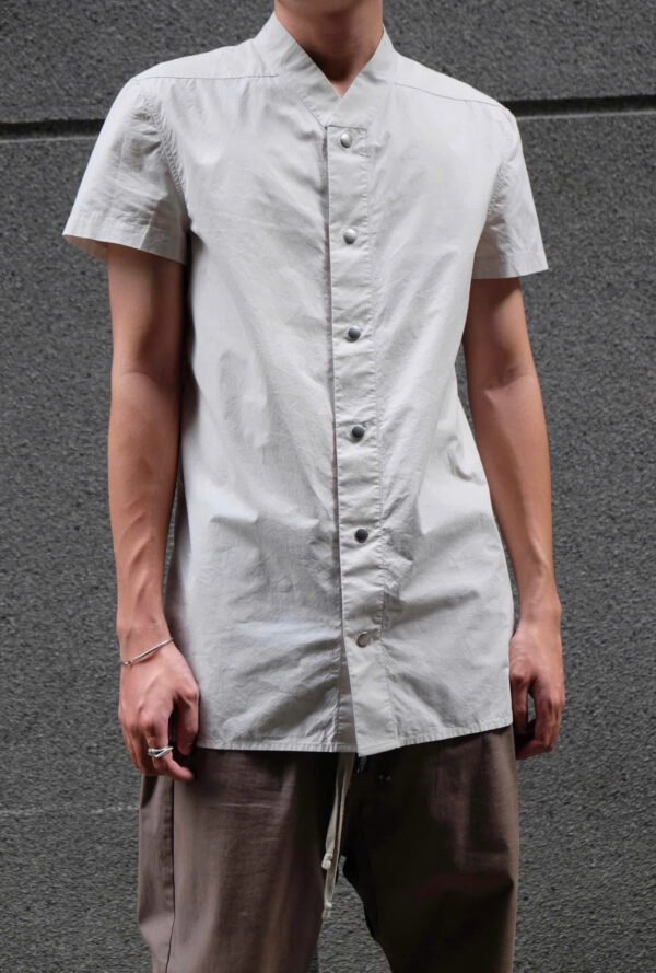 Rick Owens FW21 PHLEGETHON Golf Short Sleeve Shirt Off White - Hình ảnh 3