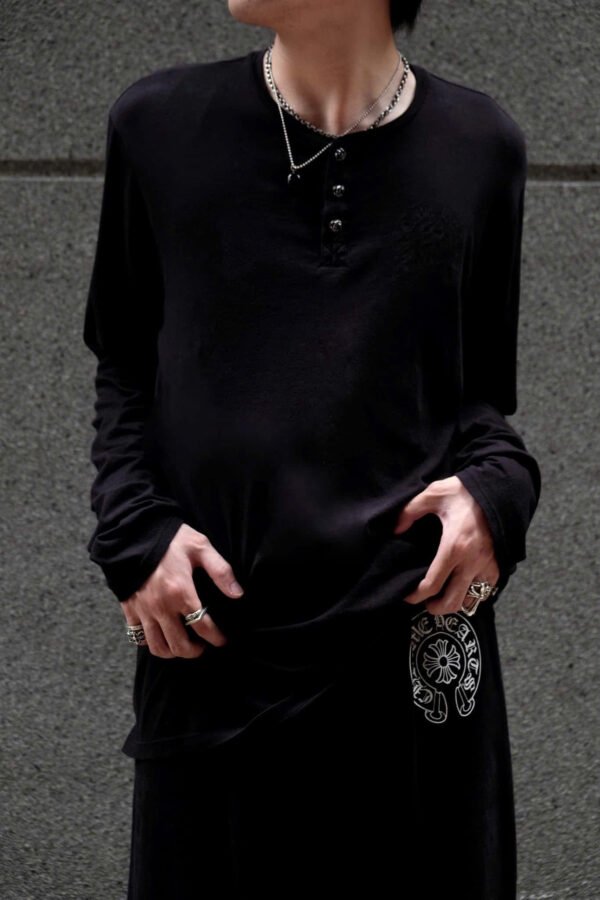 Chrome Hearts Dagger Crew Neck Button Long Sleeve Henley