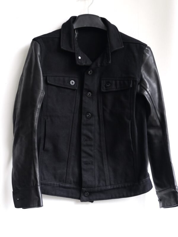 BORIS BIDJAN SABERI Fck W Leather Denim Jacket