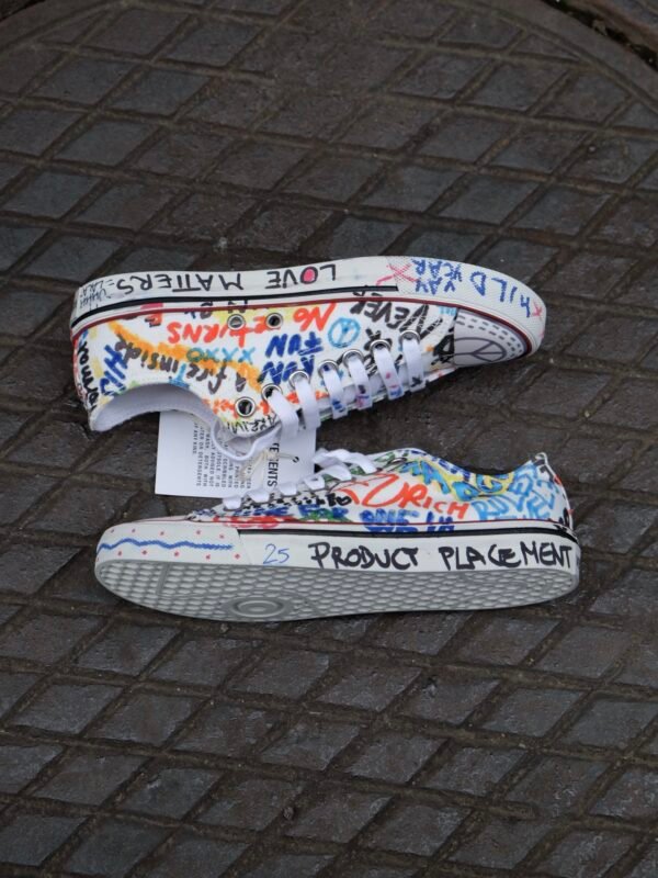 Vetements White Canvas Graffiti Sneakers