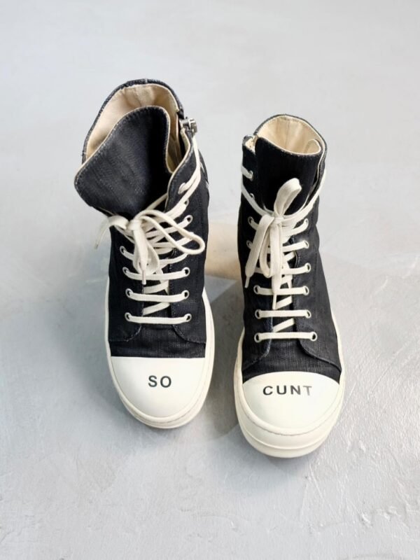 Rick Owens DRKSHDW “SO CUN.T” Waxed Denim High Ramones