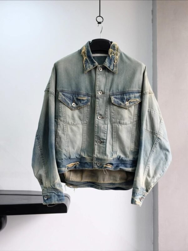 JULIUS Distressed Denim Jacket In Blue