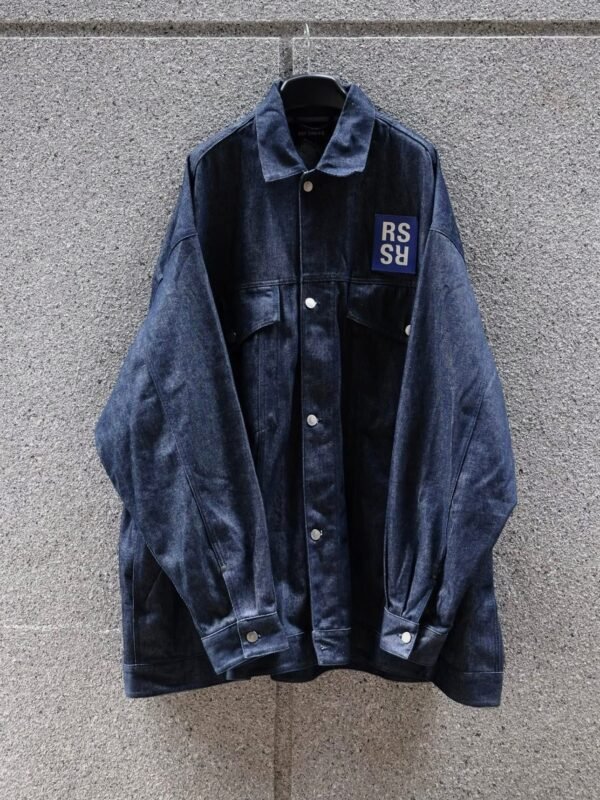 Raf Simons Navy Blue Logo Denim Oversized Jacket
