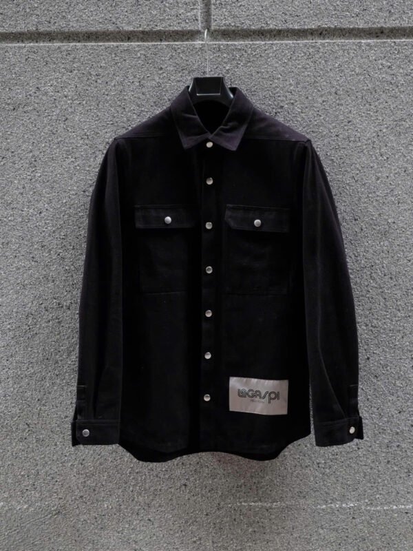 Rick Owens FW19 Larry Cotton Flannel Legaspi Overshirt Black
