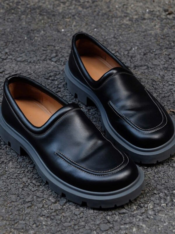 Maison Margiela Paris Black Calfskin Chunky Loafers