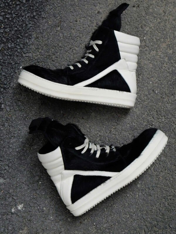 Rick Owens Pony Hair Geobasket Sneakers