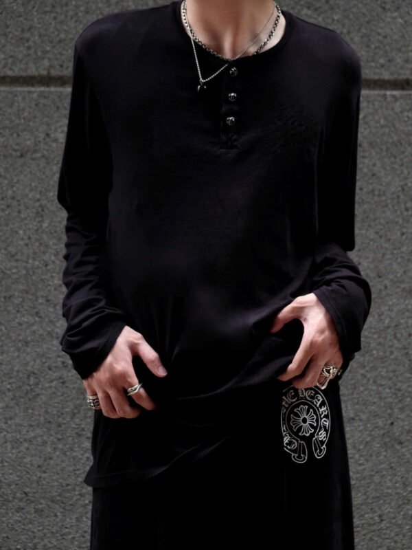 Chrome Hearts Dagger Crew Neck Button Long Sleeve Henley